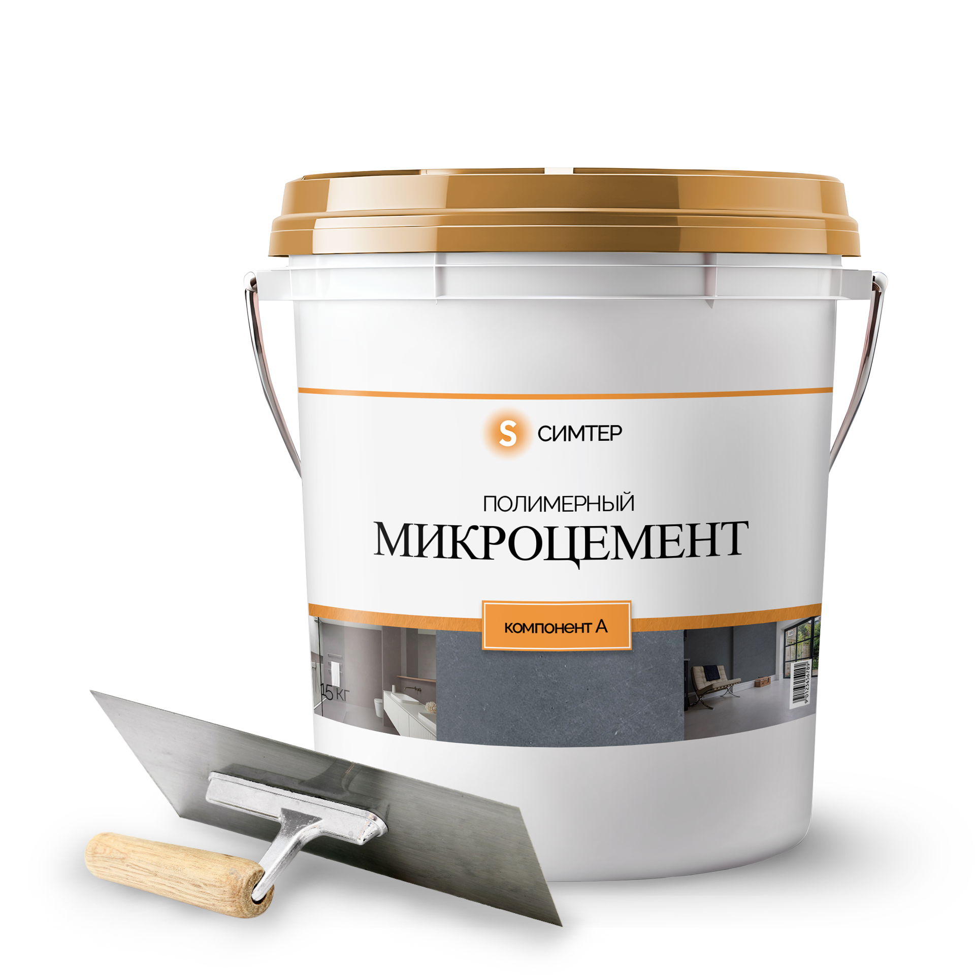 Компонент А микроцемента Симтер с венецианской кельмой